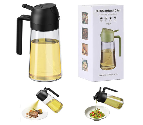 2-In-1 470ML Glass Oil Sprayer and Dispenser Spray Bottle Cooking Dispensers